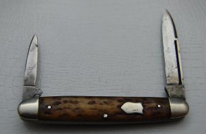 Unmarked Pocket Knife In Excellent Condition With Brown Bone Covers 3 1/4