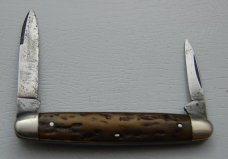 Unmarked Pocket Knife In Excellent Condition With Brown Bone Covers 3 1/4