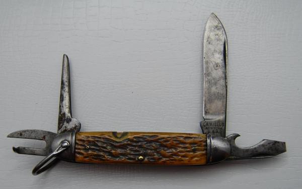 Camillus Unofficial Scout With Brown Bone Covers 3 5/8