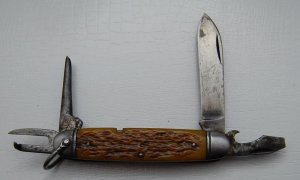 Camillus Unofficial Scout With Brown Bone Covers 3 5/8