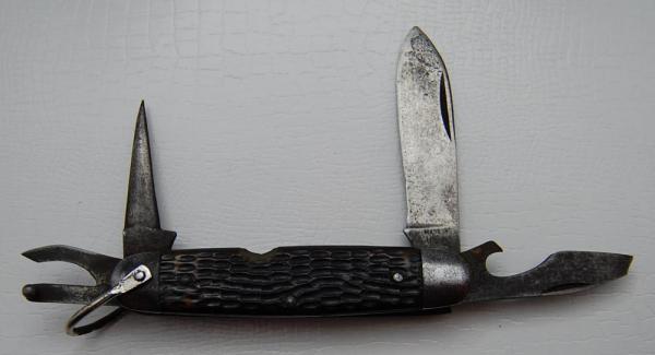 Unmarked Pocket Knife Unofficial Scout With Brown Bone Covers 3 5/8 Unmarked Pocket Knife Unofficial Scout With Brown Bone Covers 3 5/8