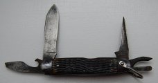 Unmarked Pocket Knife Unofficial Scout With Brown Bone Covers 3 5/8 Unmarked Pocket Knife Unofficial Scout With Brown Bone Covers 3 5/8