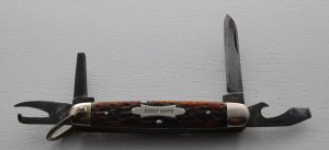 Hibbard Spencer Bartlett In Very Good Condition With Brown Jigged Bone Covers 3 3/8" Long (682)