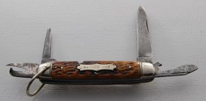 Camillus Unofficial Scout Pocket Knife In Very Good Condition With Brown Jigged Bone Covers (713)