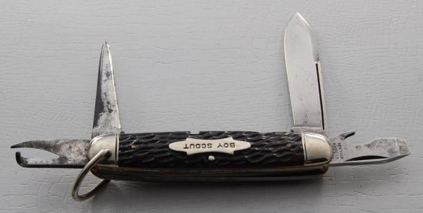 Wallkill River Works Unofficial Scout Knife In Excellent Condition W/Brown Jigged Bone Covers (716)