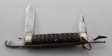 Wallkill River Works Unofficial Scout Knife In Excellent Condition W/Brown Jigged Bone Covers (716)