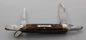 Empire Unofficial Scout Pocket Knife In Excellent Condition With Brown Jigged Bone Covers (718)