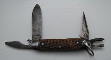Unmarked Pocket Knife Unofficial Scout With Brown Bone Covers 3 5/8 Unmarked Pocket Knife Unofficial Scout With Brown Bone Covers 3 5/8
