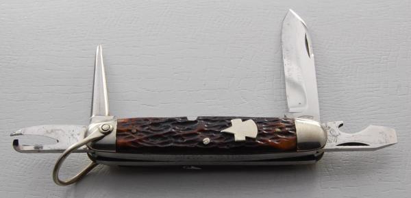 Keen Kutter Unofficial Scout Pocket Knife In Excellent Condition With Brown Jigged Bone Covers (721)