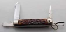 Keen Kutter Unofficial Scout Pocket Knife In Excellent Condition With Brown Jigged Bone Covers (721)