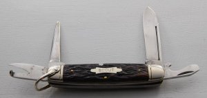 Crucible Unofficial Scout Pocket Knife In Excellent Condition With Brown Jigged Bone Covers (743)