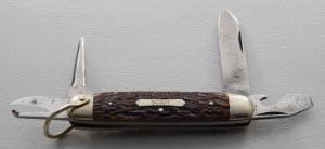 Empire Unofficial Scout Pocket Knife In Excellent Condition With Brown Jigged Bone Covers (745)