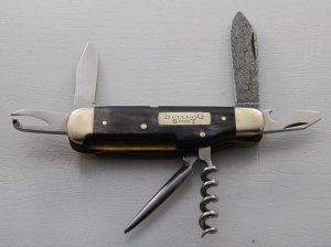 Bulldog Brand Unofficial Scout Pocket Knife In Near Mint Condition With Buffalo Horn Covers (757)