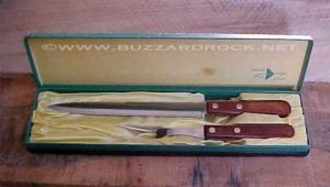 Vintage ROBESON ShurEdge FROZEN HEAT Cutlery ROSEWOOD Carving Set with Box
