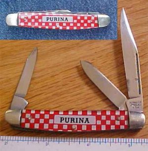 OLD KUTMASTER Stockman PURINA CHOW CHECKER BOARD AD KNIFE