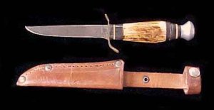 Old STAG Hollow Ground BIRD & TROUT Hunting Knife & Sheath