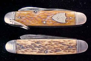 Two OLD BONE HIGH CARBON STEEL CAMP & CATTLE Knives Sears Camillus Brand