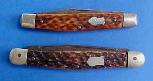 TWO OLD GERMAN MADE Jigged BONE SERPENTINE PEN KNIVES