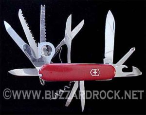 BIG Victorinox CHAMP SWISS ARMY KNIFE & Leather SHEATH Excellent