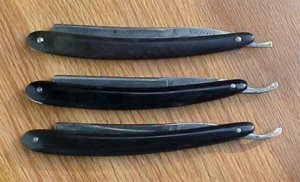 ~ GROUP OF THREE GERMAN STRAIGHT RAZORS ~