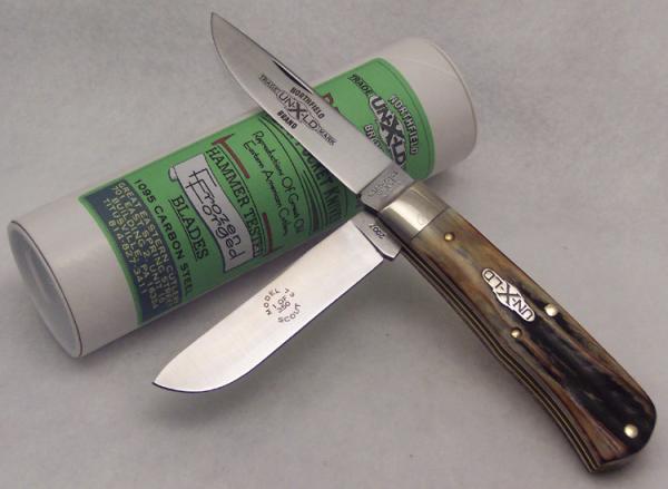 Great Eastern - 2007 - Model 73 Northfield Scout - Burnt Genuine Stag - 1095 Carbon Steel Blades Great Eastern - 2007 - Model 73 Northfield Scout - Burnt Genuine Stag - 1095 Carbon Steel Blades