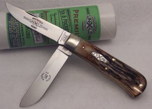 Great Eastern - 2007 - Model 73 Northfield Scout - Burnt Genuine Stag - 1095 Carbon Steel Blades