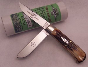Great Eastern - 2007 - Model 73 Northfield Scout - Burnt Genuine Stag - 1095 Carbon Steel Blades