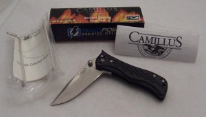 Camillus C2314B - Assisted Opening Sizzle Knife - Satin Finished Plain Edge AUS 8 Blade