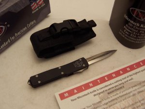 Microtech UTX-70 - Dual Action Auto Knife - Satin Non-Serrated Double Edge Blade