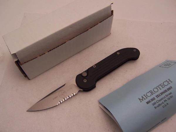 Microtech L.U.D.T. - Dual Action Auto Knife - Satin Non-Serrated Double Edge Blade