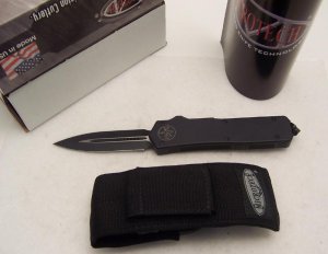Microtech Executive Scarab - Dual Action Auto Knife - Black Non-Serrated Double Edge Blade