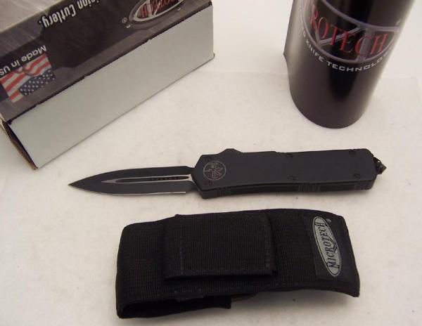 Microtech Executive Scarab - Dual Action Auto Knife - Black Non-Serrated Double Edge Blade