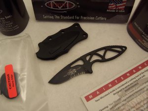 Microtech MANUS Neck Knife - Partially Serrated Black D2 Blade