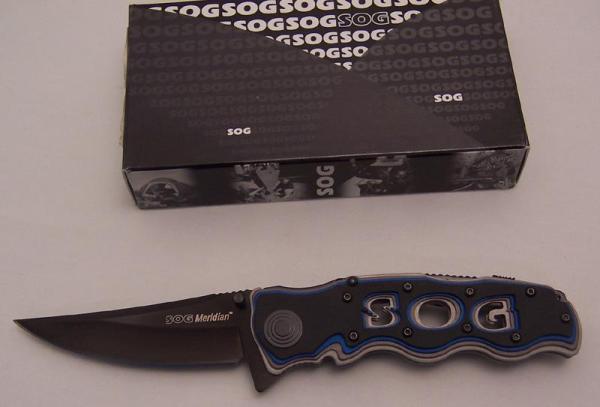 SOG Topo Meridian Assisted Opening Black TiNi AUS-8  Steel Blade