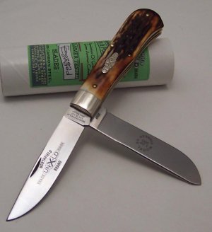 Great Eastern - 2007 - Model 23 Northfield Pioneer - Burnt Genuine Stag - 1095 Carbon Steel Blades