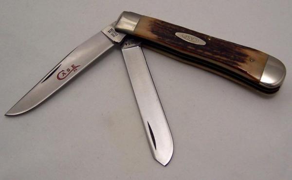 1978 Case XX 5254 SS Genuine Stag Red Letter Trapper Knife 1978 Case XX 5254 SS Genuine Stag Red Letter Trapper Knife