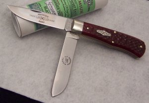 Great Eastern - First Year (2006) - Model 23 Pioneer - Brick Red Bone - 1095 Carbon Steel Blades
