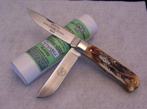 Great Eastern - First Year (2006) - Model 23 Pioneer - Burnt Genuine Stag - 1095 Carbon Steel Blades