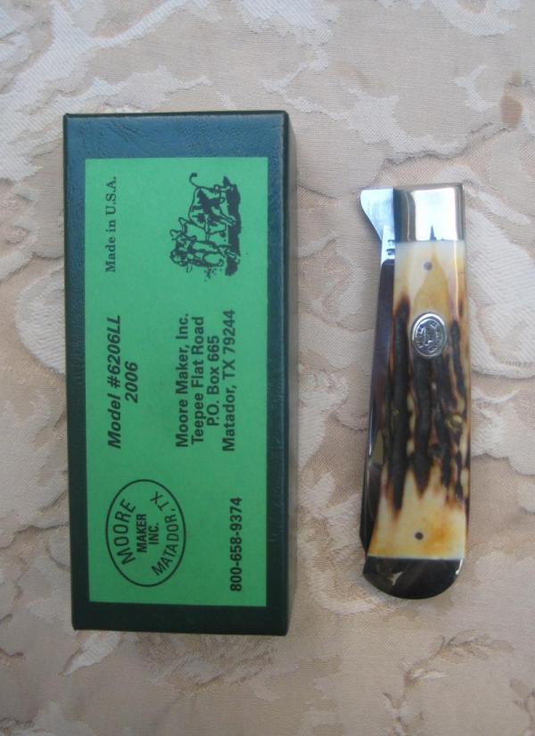 Moore Maker Sambar Stag Jumbo Trapper, Liner Lock Moore Maker Sambar Stag Jumbo Trapper, Liner Lock