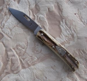 Northwoods Scagel Prototype, stag/1095 single blade gents knife