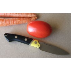BARK RIVER KITCHEN PARER KNIFE, Black G-10 with Yellow Bolster and Liners BARK RIVER KITCHEN PARER KNIFE, Black G-10 with Yellow Bolster and Liners