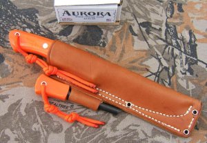 BARK RIVER AURORA, Blaze Orange G-10 Handle with Matching Blaze Orange Fire Steel