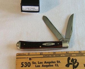 M.S.A. MARBLES MARBLE'S LARGE TRAPPER POCKET KNIFE, Brown Italian Jig Bone