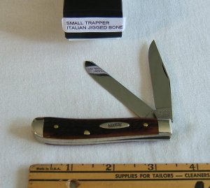 MARBLE'S M.S.A. SMALL TRAPPER POCKET KNIFE, Italian Jigged Bone Handle