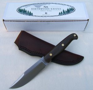NORTHWOODS SPECIAL HUNTER, Tapered Tang, Green Linen Micarta Handle