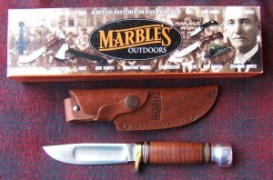 MARBLE'S IDEAL, Stacked Leather Handle,  Alum. Pommel