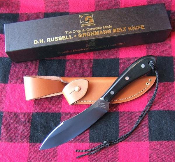 GROHMANN #4 SURVIVAL KNIFE, CARBON STEEL BLADE, MICARTA HANDLE, ALUM. PINs