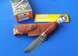 MARBLE'S TRAILCRAFT, LEATHER HANDLE WITH ALUMINUM POMMEL