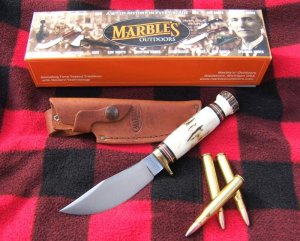 MARBLE'S WOODCRAFT KNIFE, Stag Handle with Stag Pommel, Made in the USA!