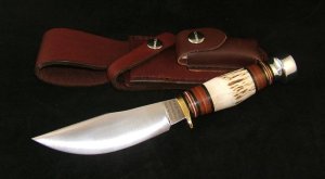 M.S.A. - MARBLE'S WOODCRAFT KNIFE, Stag/Leather Handle